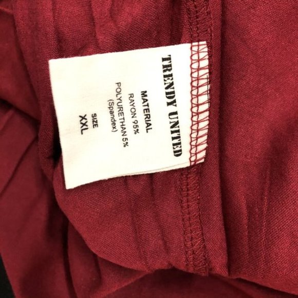 Trendy United 2XL Red High Waisted Ruched Skirt - Picture 4 of 5